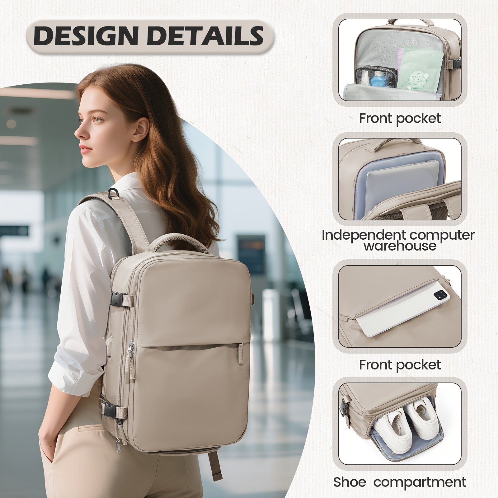 Lightweight Large Capacity Travel Vacuum Backpack - Durable Nylon Business & Vacation Bag with Multiple Compartments, Adjustable Shoulder Straps, and Secure Zippers for Men and Women, Business Travel Bag, Spacious Compartment