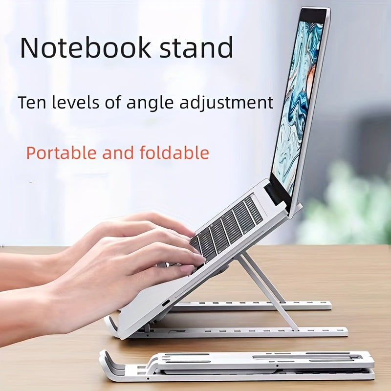 Ten Levels Adjustable Laptop Stand, Single Fork Folding Lift Cooling Base Desktop Tablet Portable Bracket, ABS Material, Compatible With All Notebook