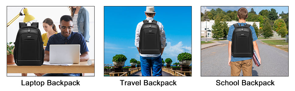 Kono Anti-Theft 15.6" Laptop Backpack - Secure Business & Travel Bag for Work/School, Men & Women
