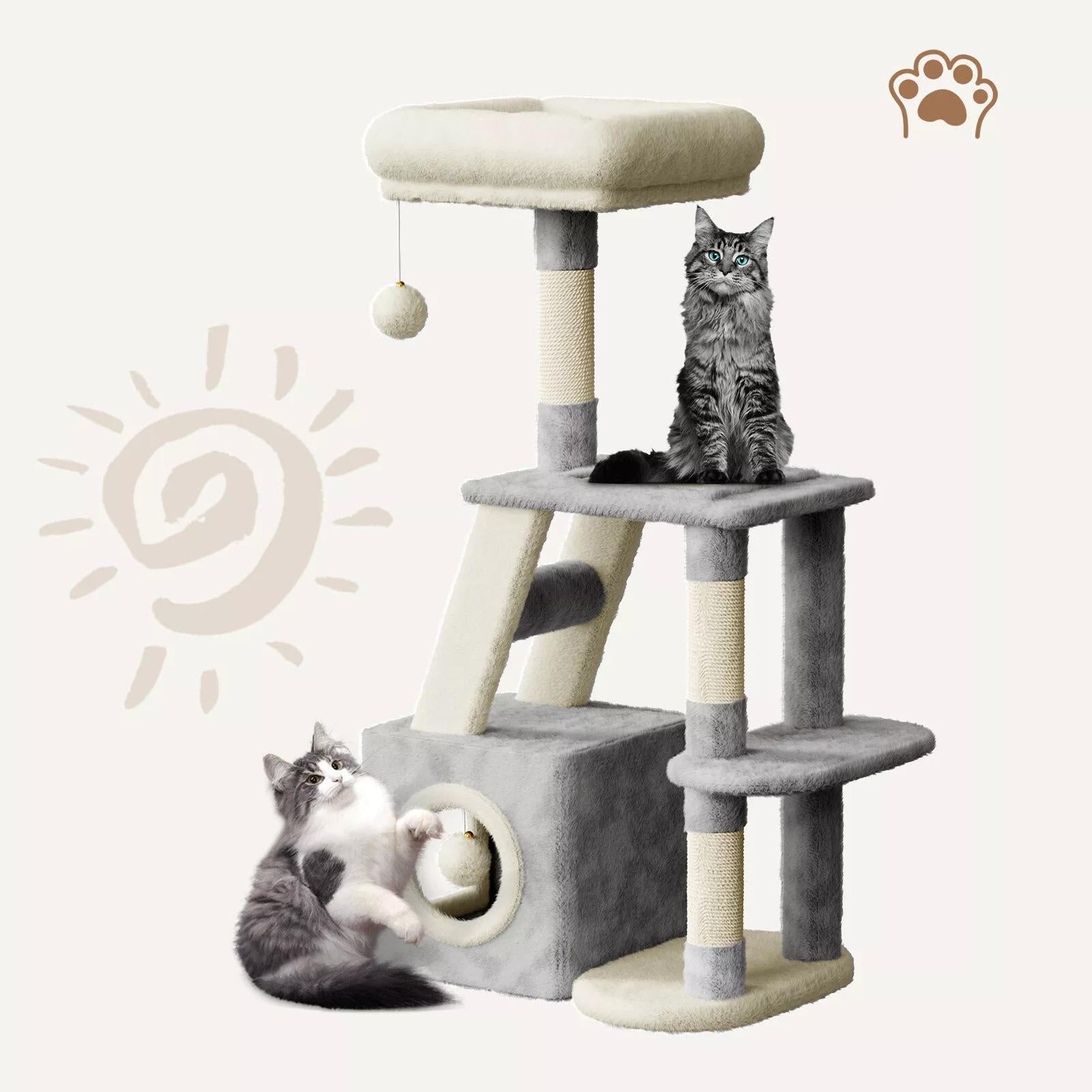 Dogat 107cm High - Quality Multilevel Cat Tree Tower with Scratching Posts - The Perfect Indoor Climbing House Condo for Your Feline Friend