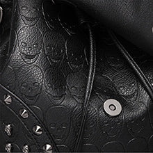 Miss Lulu Gothic Skull Backpack - Faux Leather Studded Shoulder Bag with Chains & Tassels for Women