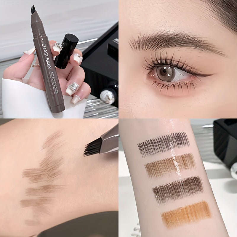 Dual-Action Quick Water Eyebrow Pencil with Multi-Branch Brush Head Design: Defines Each Hairline with a Single Stroke, Precisely Fills in Hairline, Waterproof, Long-Lasting, Smudge-Proof. Three-Dimensional Hair Flow Technolo