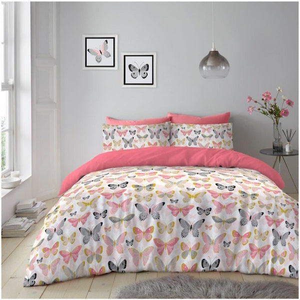 GC GAVENO CAVAILIA Premium Microfiber Duvet Cover Set with Pillowcases | Lightweight, Wrinkle-Resistant Butterfly Design Bedding Set | Ultra-Soft Comforter Quilt Cover Set with Button Closure | Single, Double & King Bed Size