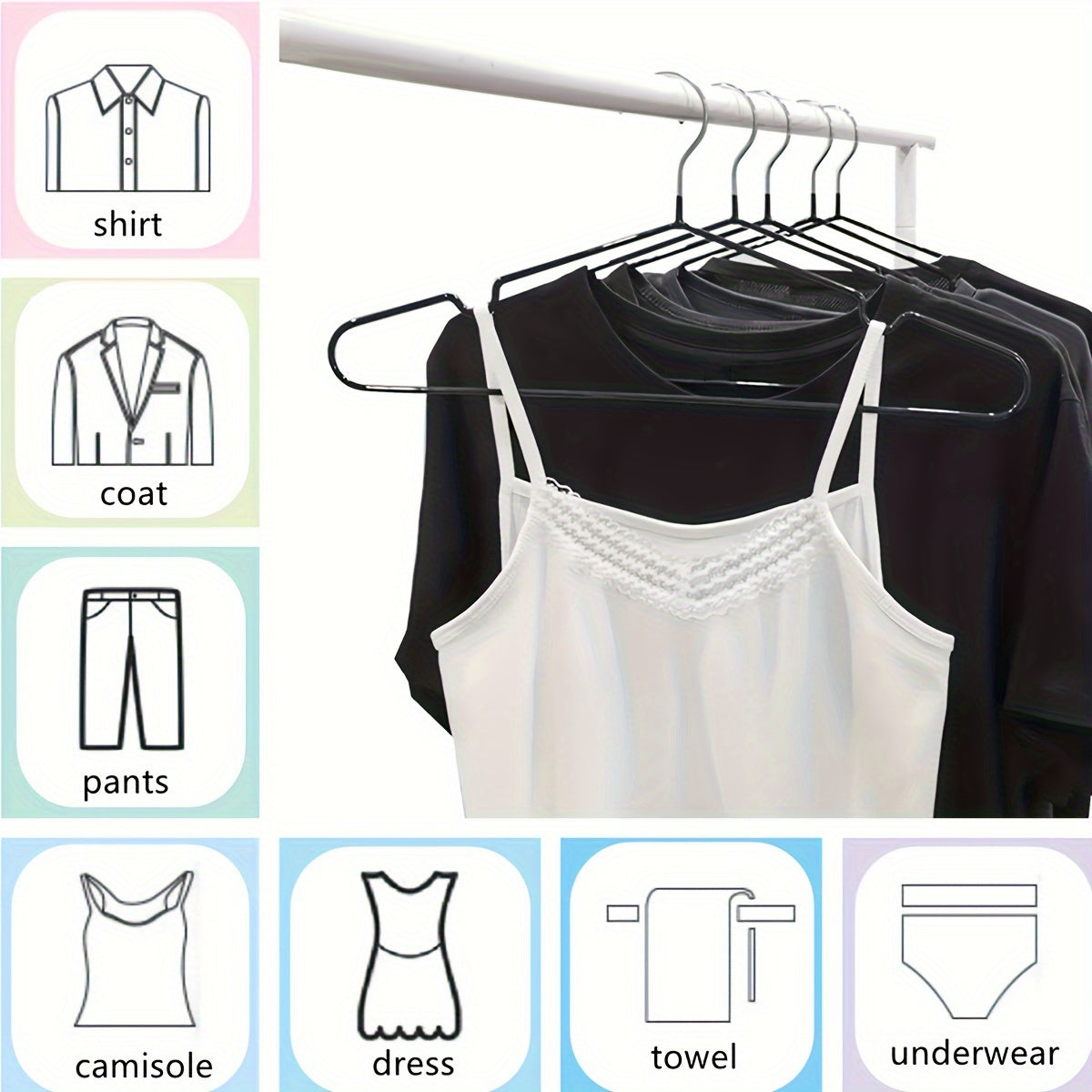 50-Pack Plastic-Coated Clothes Hangers – Durable, Waterproof, Anti-Slip Adult Wardrobe Hangers – Ideal for Daily Use, Christmas Gifts & Holiday Organizing