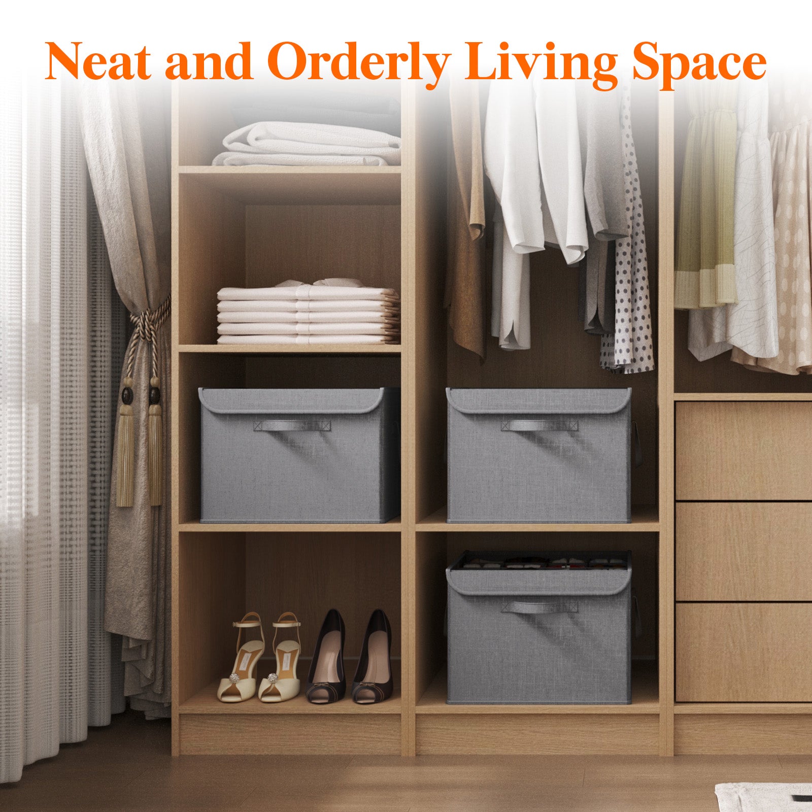 1/2 Pack Shoe Organizer for Closet Foldable Storage Bins with Adjustable Dividers, Clear Cover, and Bottom Support, Fits 16 Pairs of Boots, Heels, and Sneakers