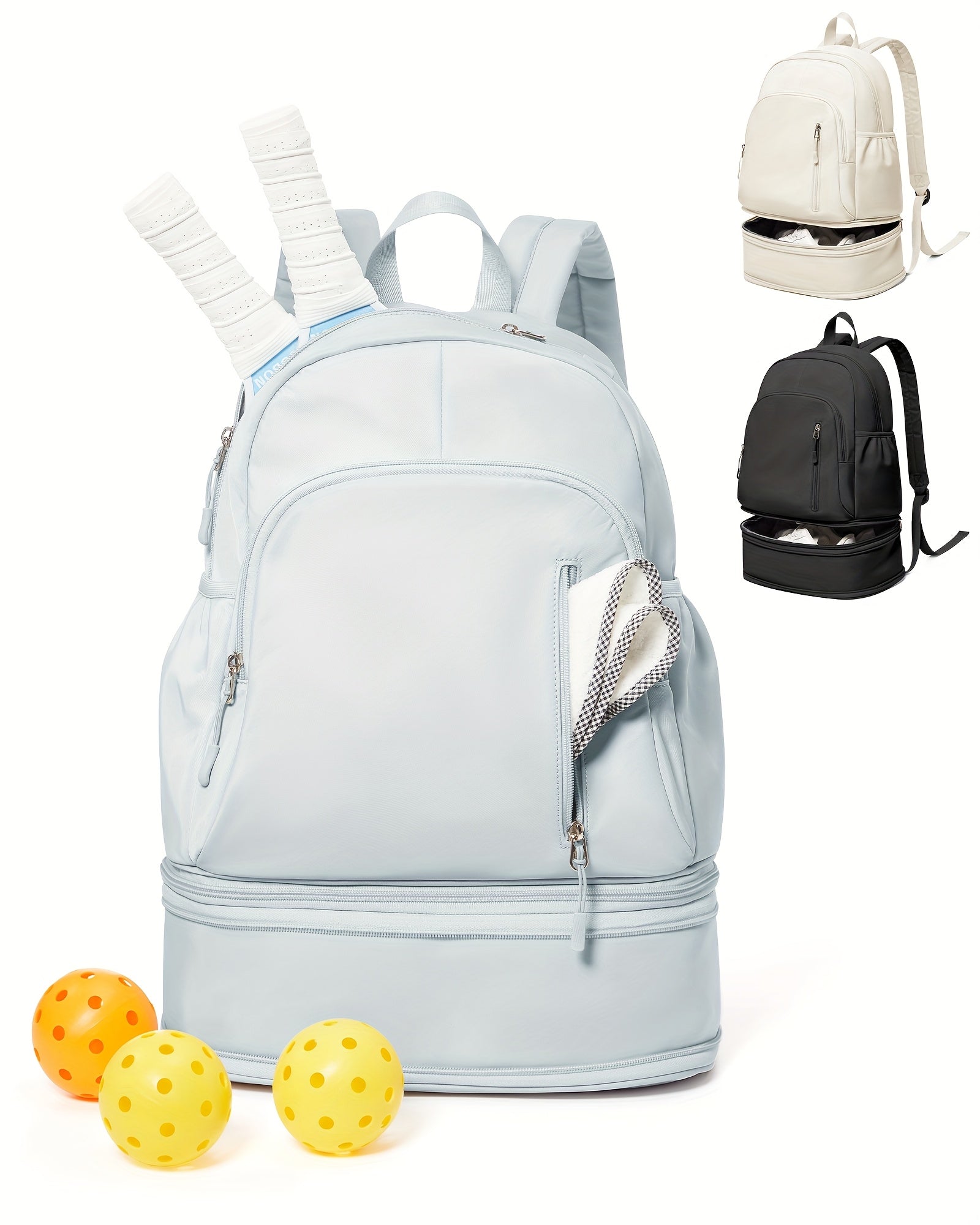 Lightweight Travel Backpack with Independent Shoe Compartment - Large Capacity, Nylon, White, Perfect for Hiking, Camping, and Business Trips, Carry-On Friendly with Laptop Sleeve, Backpack for Travel