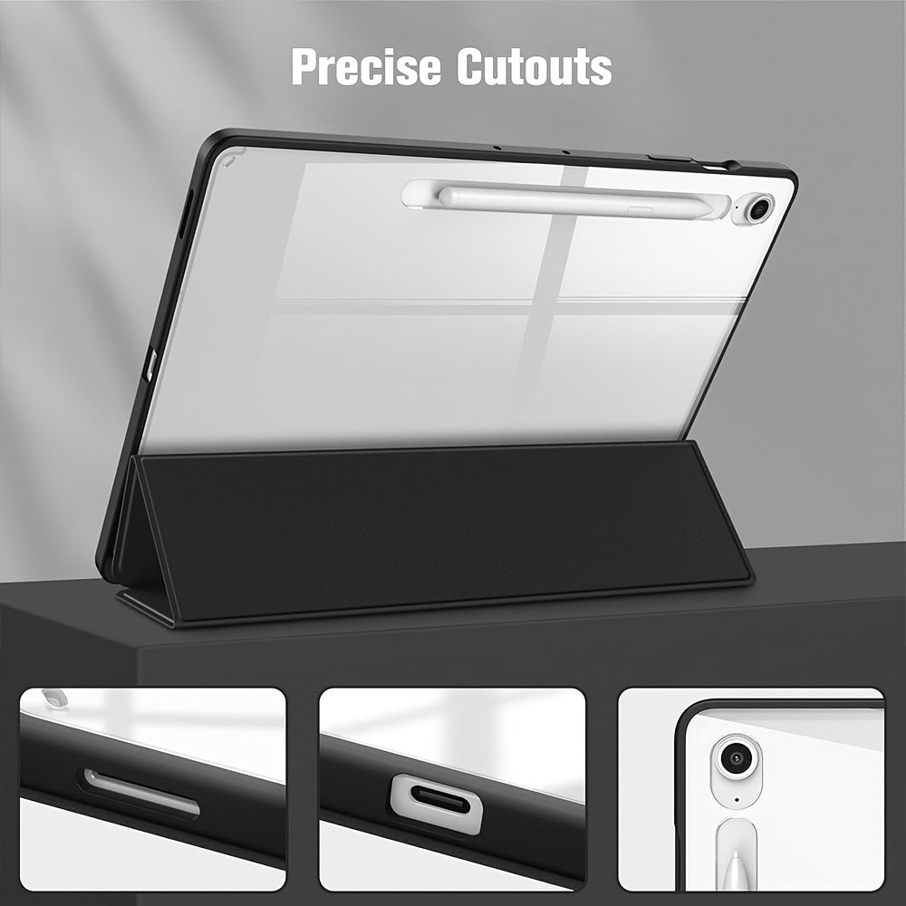 For Samsung for galaxy Tab S10 FE/S9 FE/S9 Case, Featuring a Clear Back Cover, Automatic Sleep/Wake Functionality, [Slim Protective Design] [Stand Capability] [Scratch