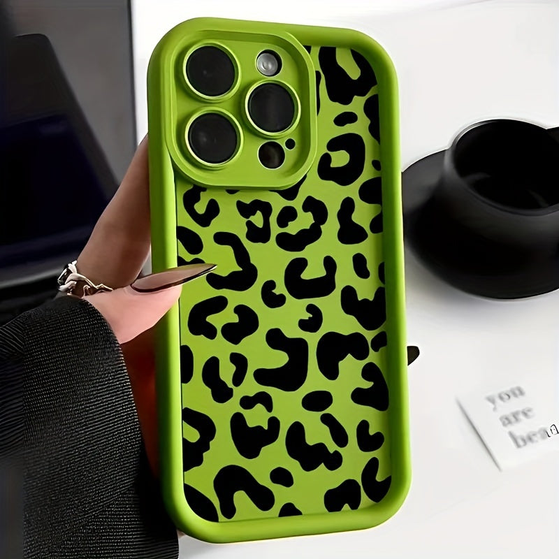 Trendy Black Leopard Print Full-Body TPU Phone Case for iPhone 16, 15, 14, 13, 12, 11 Pro Max, 8, 7 Plus, SE2, SE3