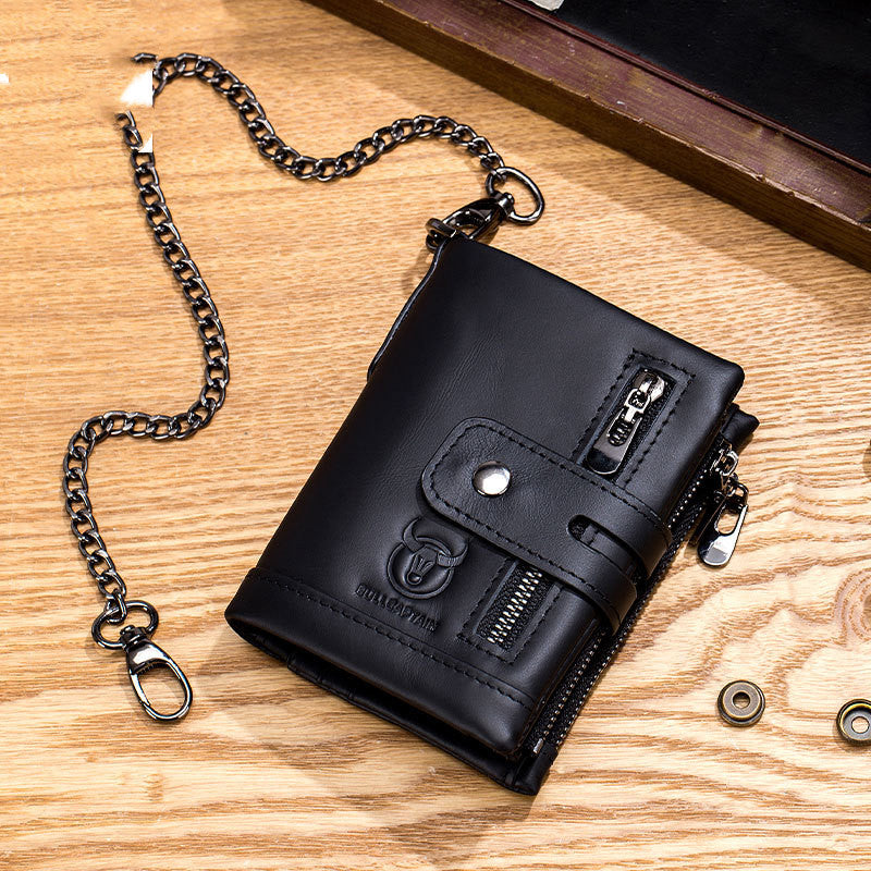 Leather Mobile Phone Holder Wallet Multi-function Anti-theft Chain