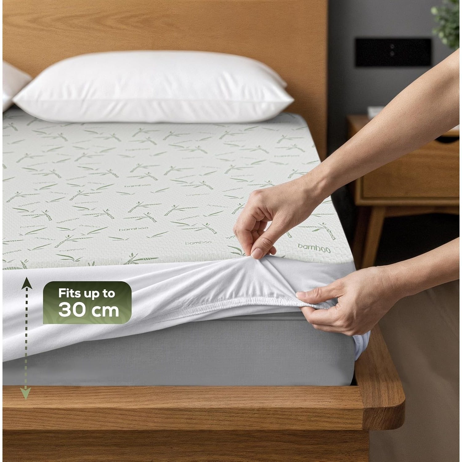 4B Bamboo Mattress Protector – Extend the Life of Your Mattress with a Durable, Reliable, and Stylish Bed Cover – Smooth, Neat Fit Ensures a Sleek Look – Fade-Resistant and Easy to Care For – Ideal for Homes, Guest Sp