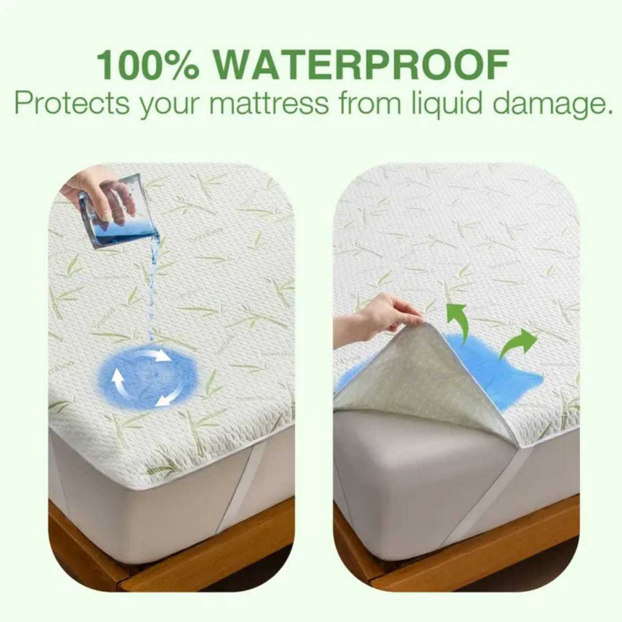 4B Bamboo Mattress Protector – Ultra Soft Breathable Bed Cover for Restful Sleep, Smooth Luxury Comfort with Deep Fitted Corners for a Secure Fit, Long-Lasting Protection Against Dust and Wear, Easy to Wash and Quick to Dry