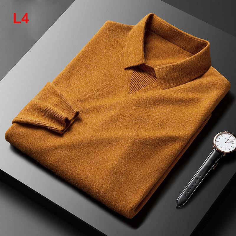 Casual Long-sleeved Sweater Fashion Polo Collar Trendy Men's Clothing