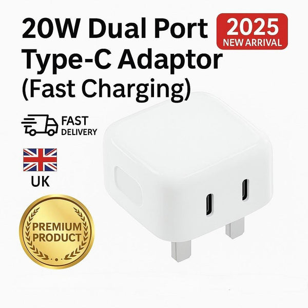 Dual USB-C PD Wall Charger – Compact Fast Charging Adapter for Phones & Tablets