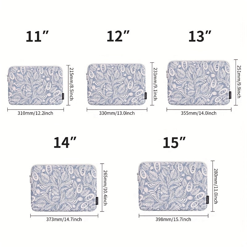 Canvas Artisan Shockproof Laptop Case Bag with Floral Print - Compatible with for lenovo MacBook Matebook, Durable Zipper Closure, Polyester Lining, Lightweight Design for Daily Commute & Outdoor Use, Laptop Bag, Portable Tec