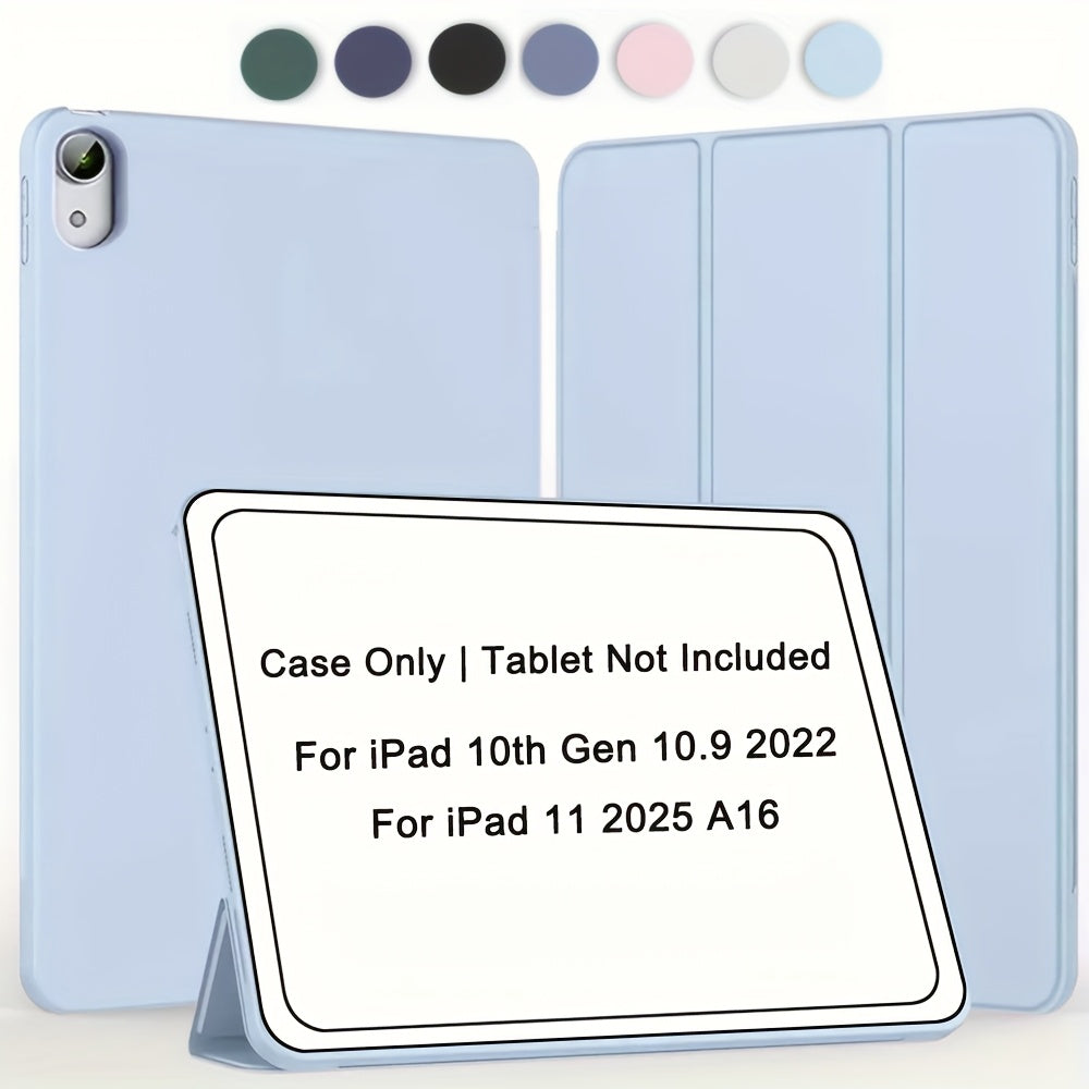 Case for iPad (A16) 11th generation 27.94cm 2025 new compatible iPad 10th generation shell 2022 10.9-inch three fold stand intelligent protective cover soft TPU back shell automatic wake-up/sleep, Tablet Stand Case, Smart Wak