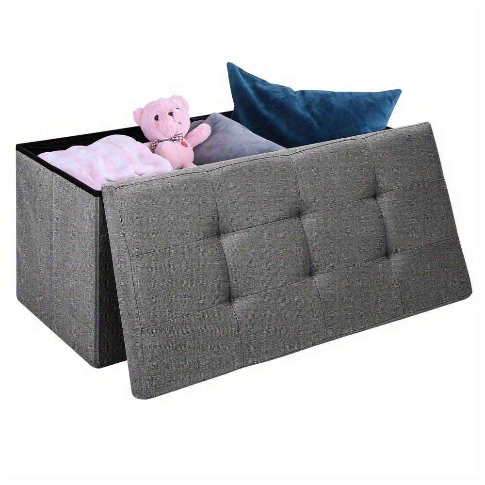 Stylish Folding Ottoman Bench - Multi-Use Storage with Lid, Great for Shoes and Accessories
