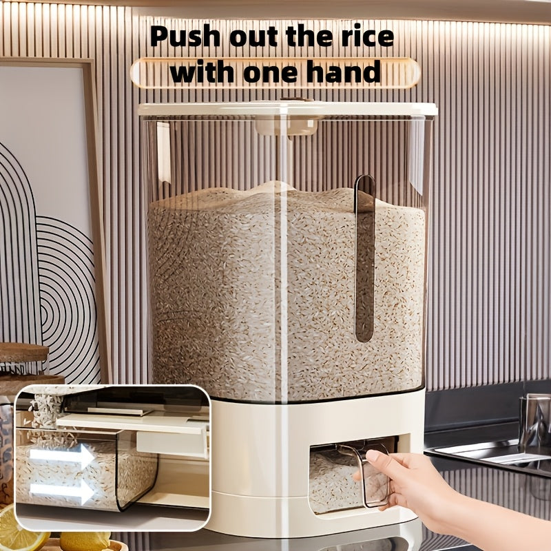 Automatic Rice Dispenser – Large Capacity Sealed & Moisture-Proof Grain Storage Container with Measuring Cup for Rice, Flour, Pet Food