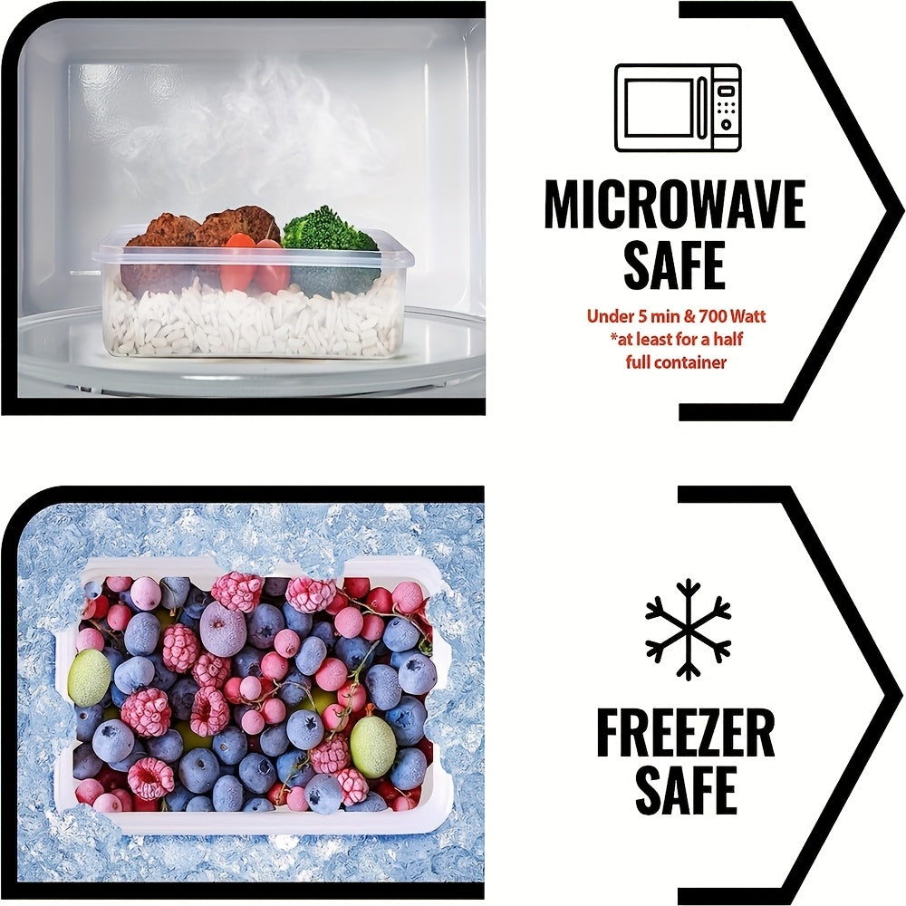 2/3pcs Rectangle Food Storage Container Set, Leakproof, Microwave Dishwasher Freezer Safe, Reusable, PP, Air-tight, Hand Wash, Latch Closure, Multipurpose, Non-Electric, with Lids, for Fruits, Vegetables, Meat,Outdoor Equipme