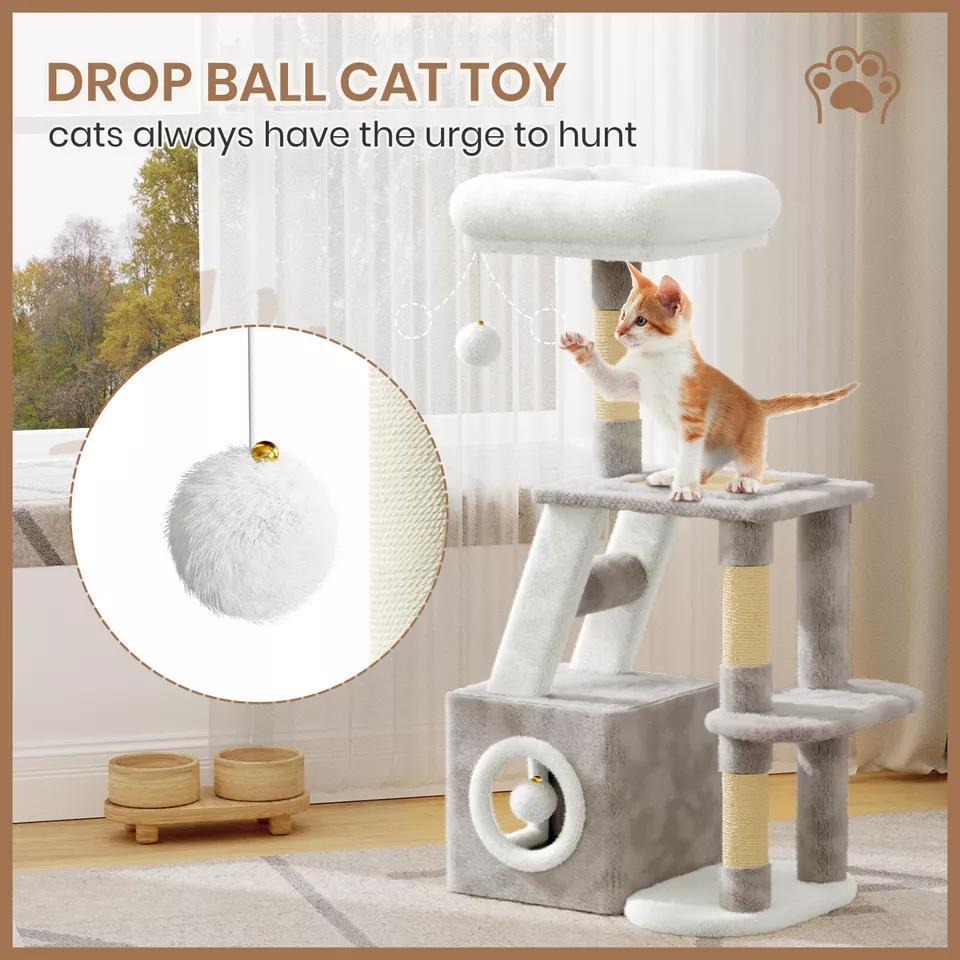 Dogat 107cm High - Quality Multilevel Cat Tree Tower with Scratching Posts - The Perfect Indoor Climbing House Condo for Your Feline Friend