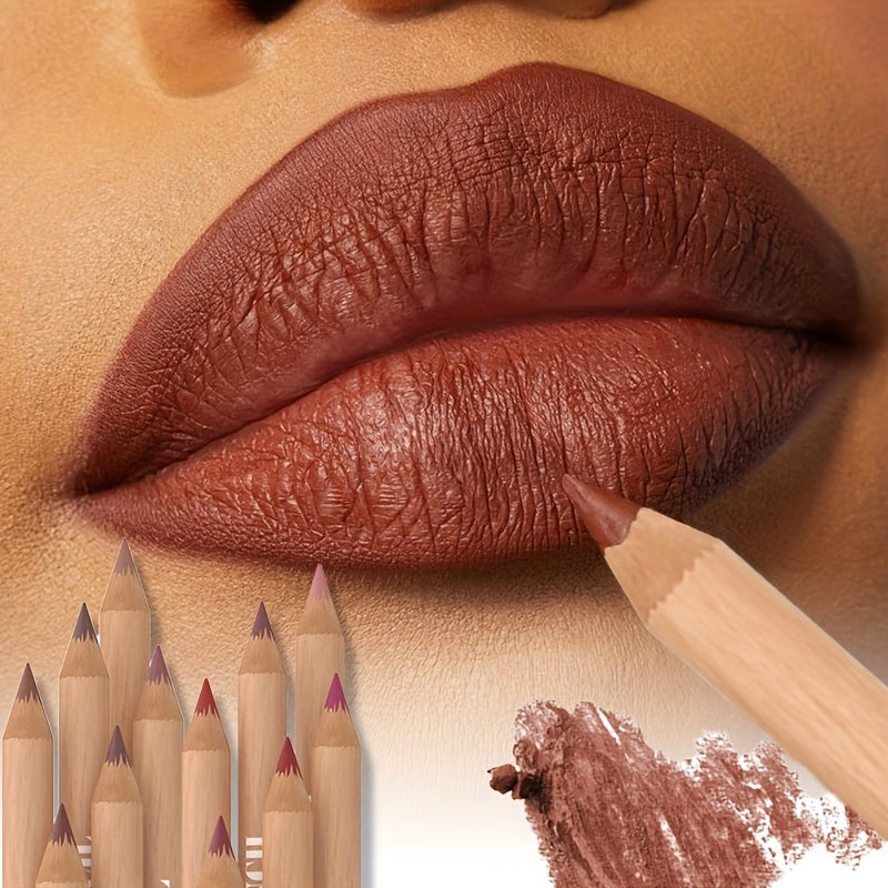 Face Secret Lip Liner - Long-Lasting Matte Lip Pencil with Natural Oak Brown, Pink, Red, Berry, Coral, Nude, Golden, Green, Purple, Orange