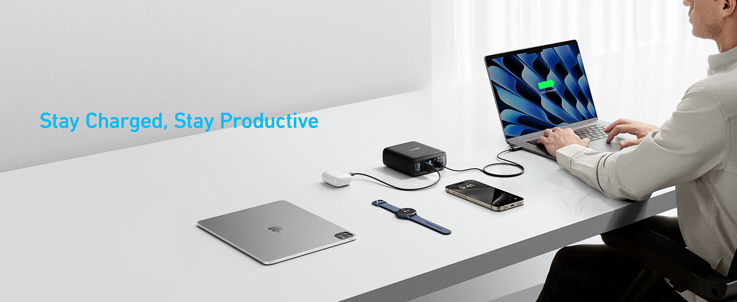 Anker USB C Charger, 6 Port Charging Station with 112W Power, for iPhone 17/16/15/14/13/12 Series, MacBook, Galaxy, iPad, and More (Cable Included)