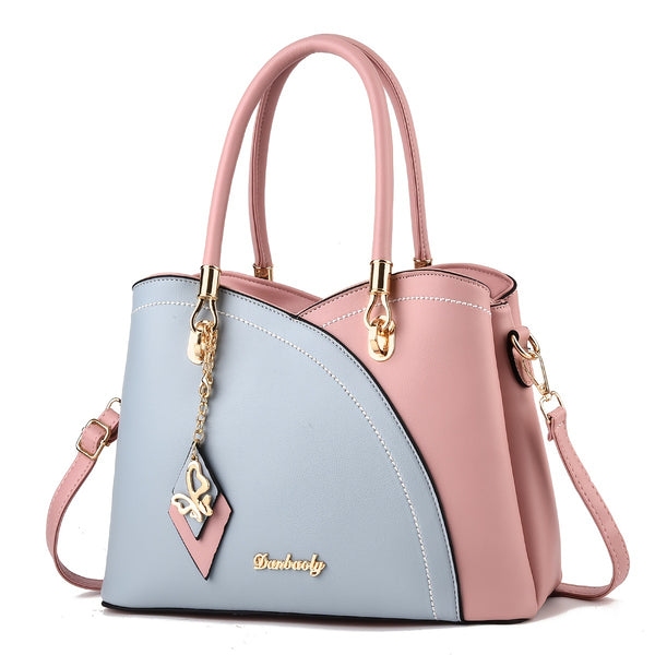 Elegant Women’s Two-Tone PU Handbag – Large-Capacity Fashion Satchel with Shoulder Strap