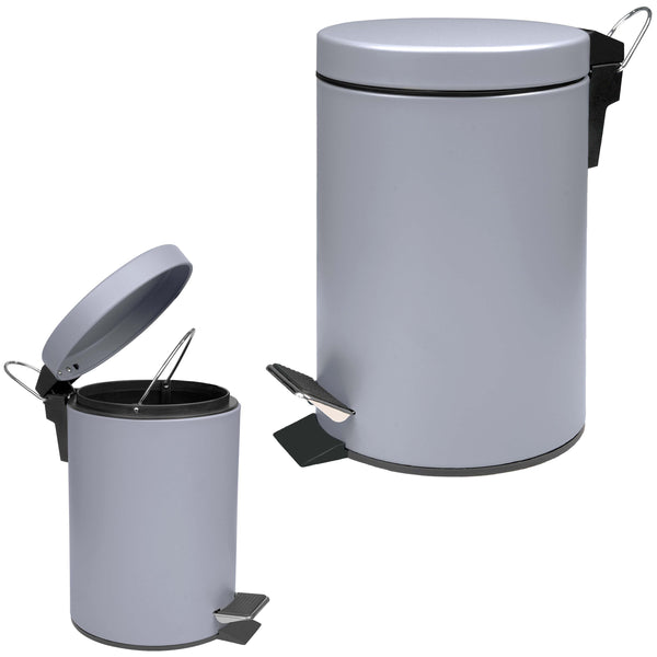 3L Small Pedal Bin – Compact Rubbish Waste Stainless Steel Bin for Bathroom, Kitchen & Toilet – Hands-Free Soft Close Lid, Durable & Easy to Clean – Ideal for Home & Office Use