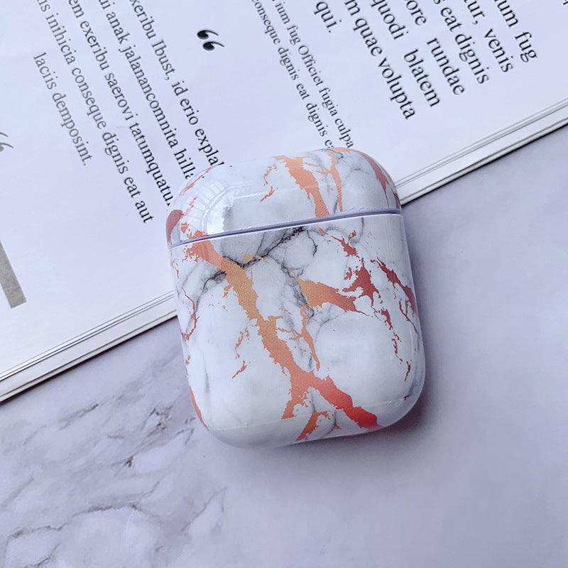 Marble Pattern Hard PC Headphone Protective Case for Apple AirPods 1, 2/ AirPods Pro 3: Drop Resistant Headphones Storage Case