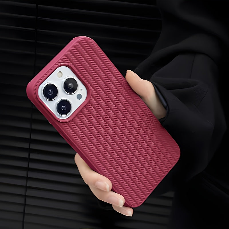 Apple iPhone Case - Luxurious Woven Design Protective Shell Accessory for 11, 12, 13, 14, 15, 16 Pro Max, 15 Plus, and 16 Plus