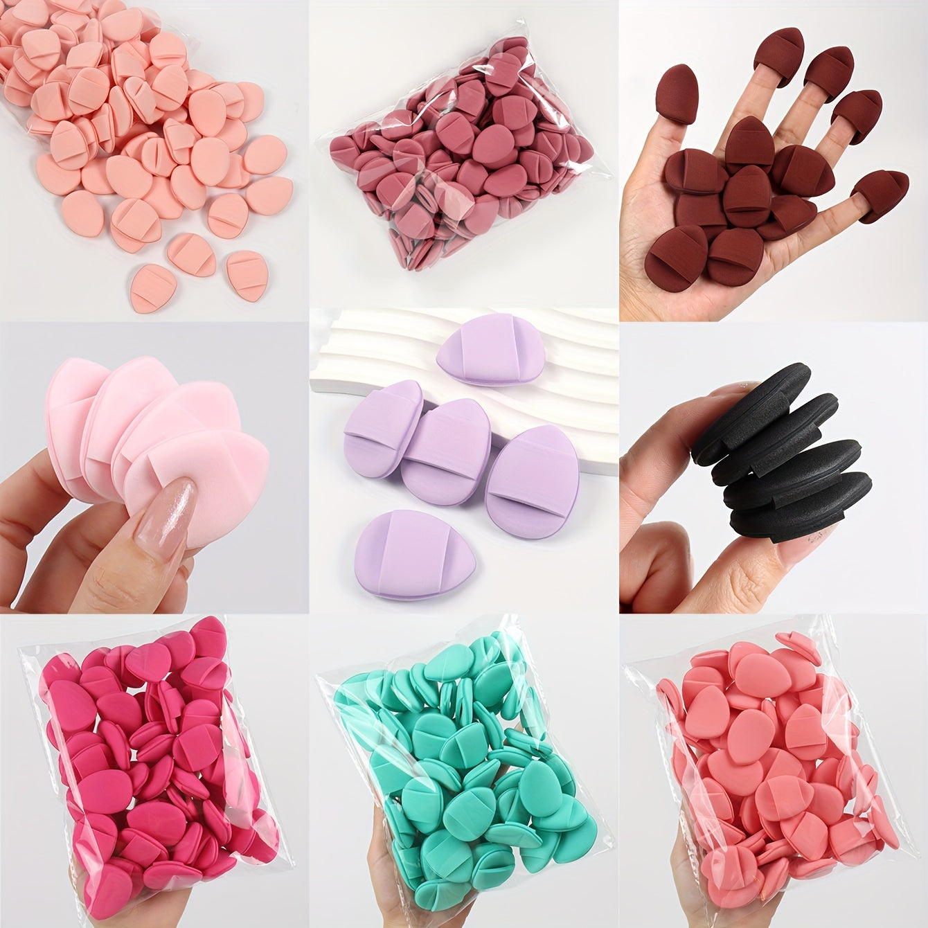 100-Pack Mini Finger Air Cushion Puff, Latex-Free Blending Sponges For Liquid Foundation, Concealer Application, Suitable For All Skin Types