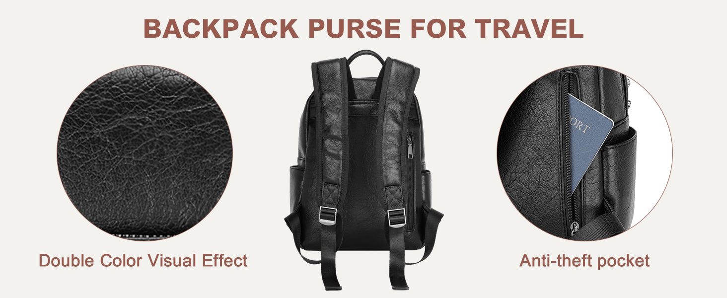 Miss Lulu Skull Rivet PU Leather Casual Daypack,Retro Punk Style Studded Backpack for Women