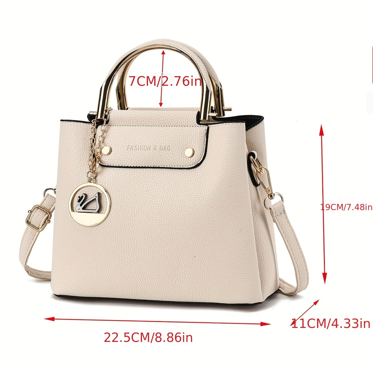 Women's  Handbag with -Tone Hardware & Detachable Strap - Elegant Beige/Coffee Brown/Tan/ Green/Pink/Black Crossbody Purse, -Tone Circle Logo Closure, Versatile Handheld or Shoulder for, Wedding, Everyday