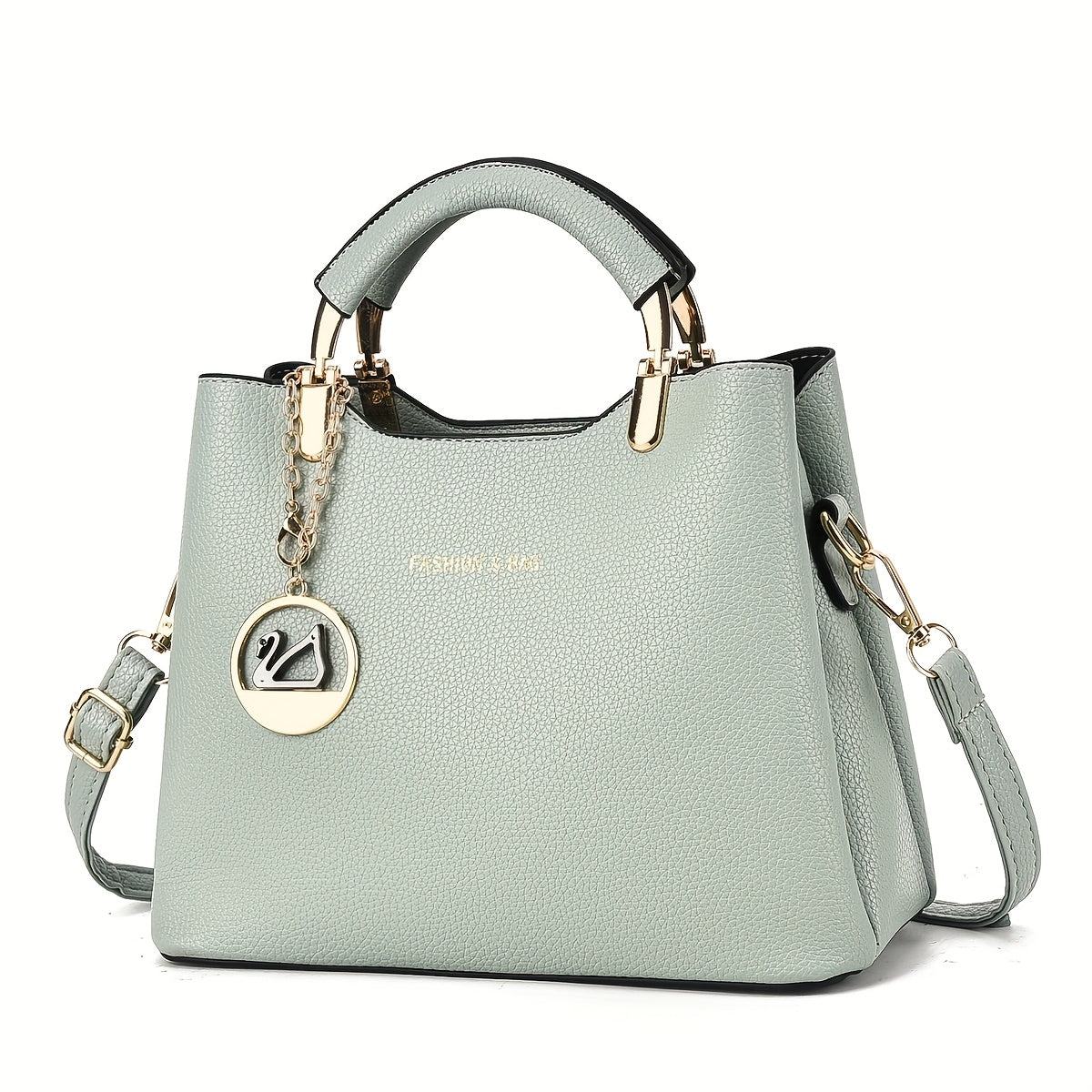 Elegant Handbag with Detachable Strap & Golden-Tone Leaf Pendant - Multi-Color (Beige/Coffee/Khaki/Pink/Wine/Black) Zipper Closure Tote, Golden Hardware, Durable Shoulder Bag for, Travel, Everyday Use