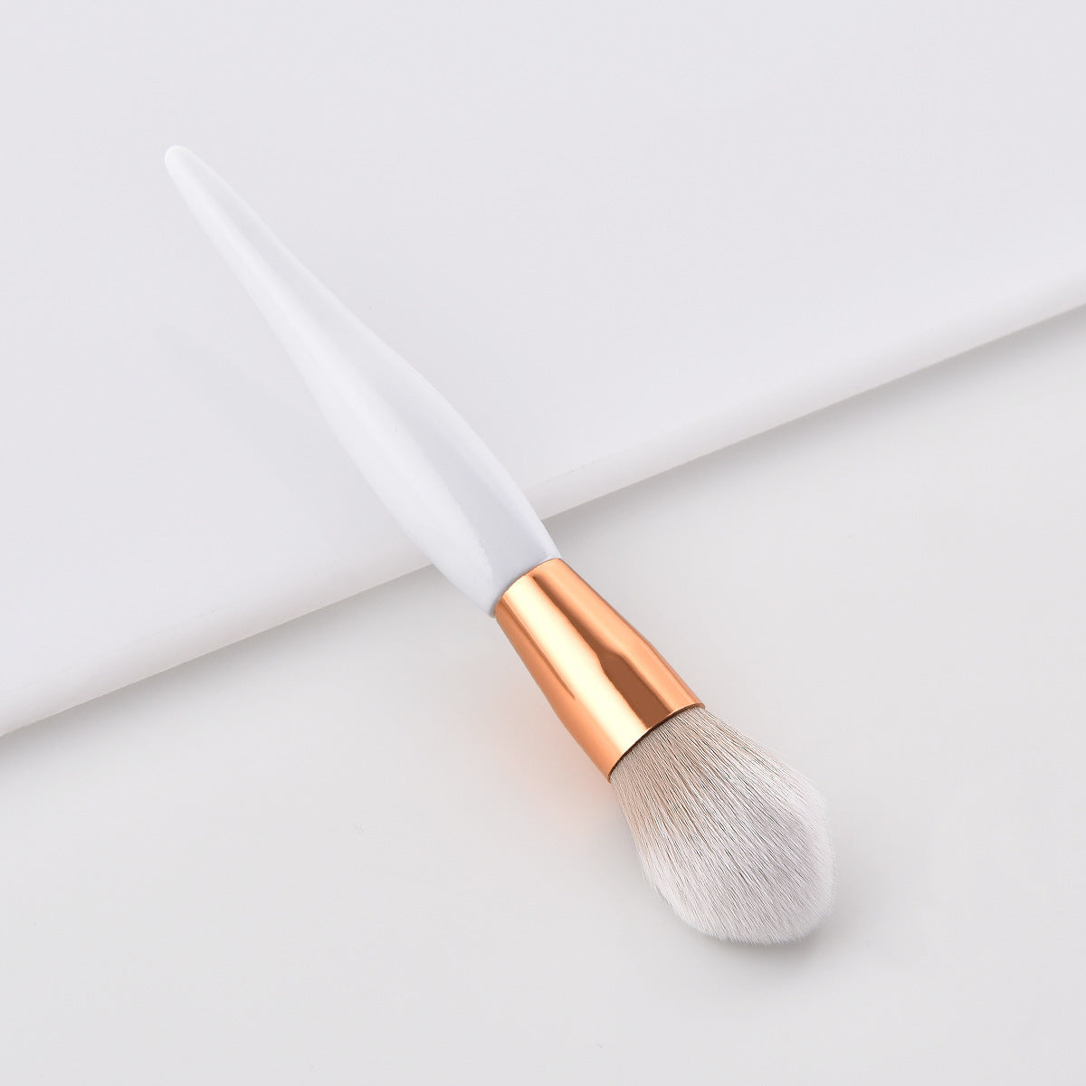 11pcs White Gold Professional Women Base Makeup Brush Set: Oblique Powder, Blush, Concealer, Cheek Makeup Brush Tools Eyes Kit