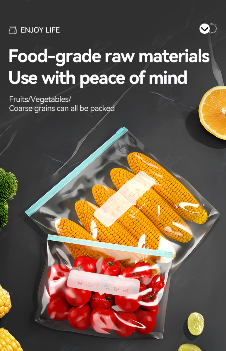 60pcs Reusable Food Storage Bags - 3 Sizes Available, Zipper Sealed & Leak-Proof, Suitable for Fruits, Vegetables, Meat & Grains, Essential for Kitchen Organization