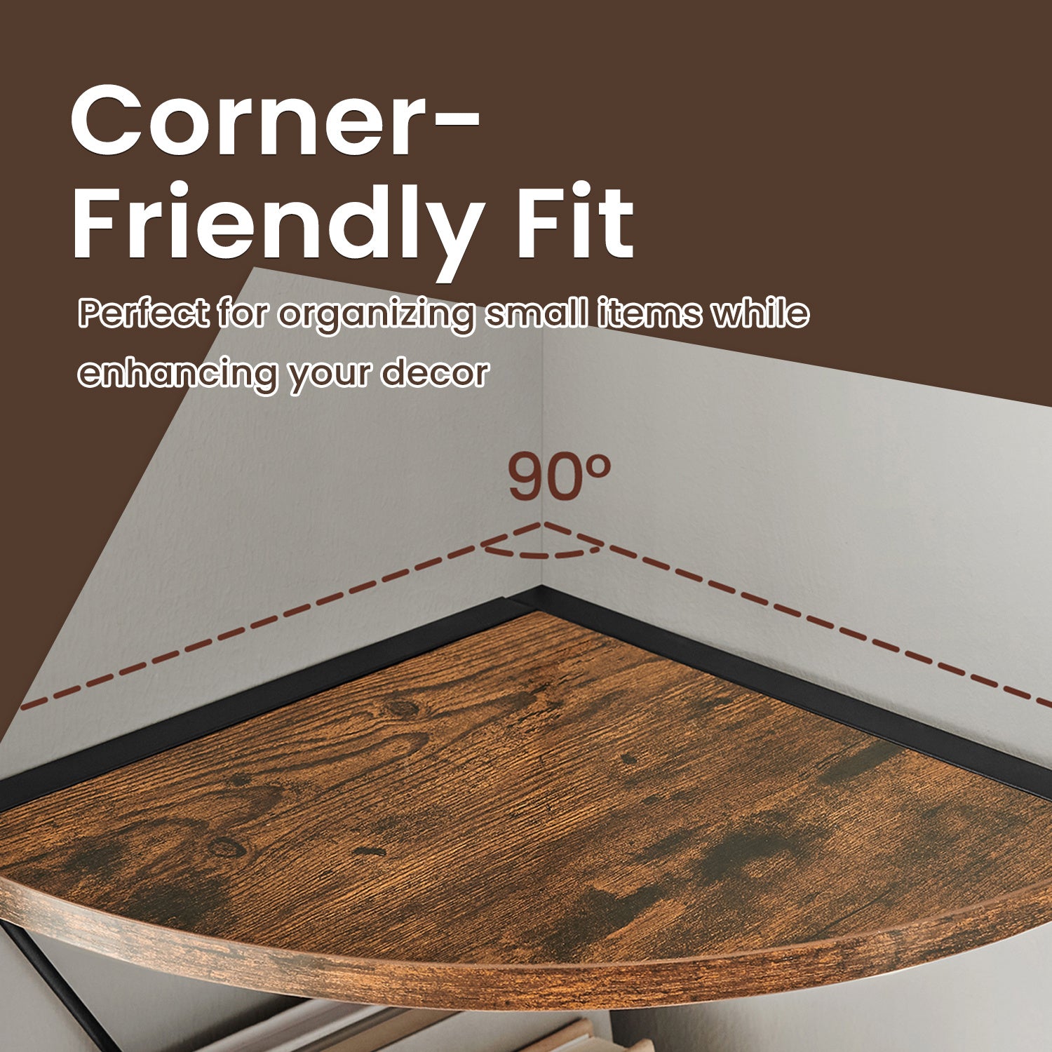 5-Tier Corner Shelf, Storage Shelving, Versatile for Plants Books, for Bedroom Living Room Kitchen Office, Easy Assembly, Industrial