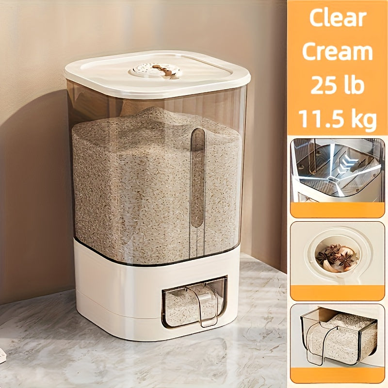 Automatic Rice Dispenser – Large Capacity Sealed & Moisture-Proof Grain Storage Container with Measuring Cup for Rice, Flour, Pet Food