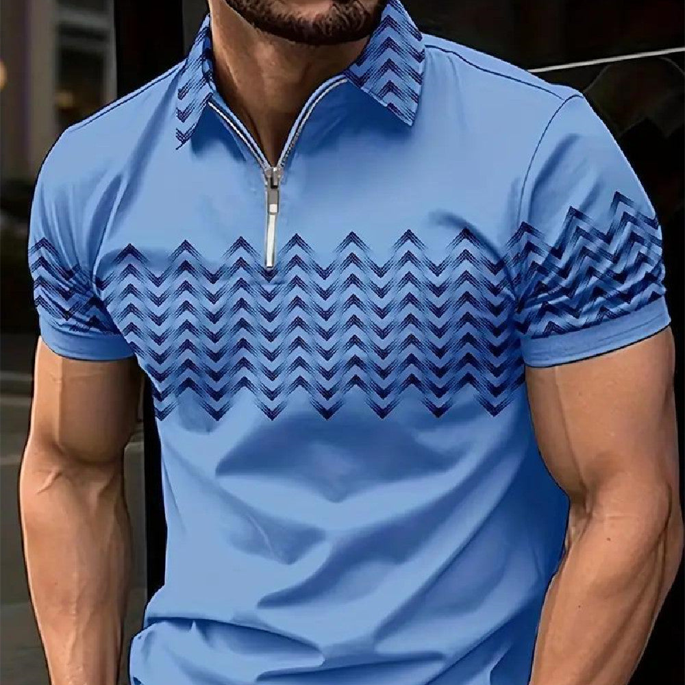 Simple Men's Zipper Polo Shirt: Solid Golf Daily Outdoor Tops Tees, Business Casual Style Shirts. Loose Oversize Men's Clothing