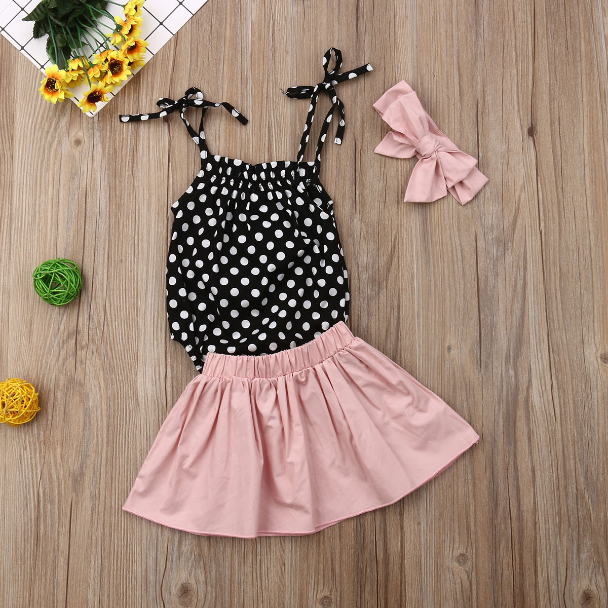 Emmababy Fun Newborn Baby Girls Off-Shoulder Infant Clothing Sets: 2019 New Top, Short Skirts Outfits, 3pcs Children Clothing Set