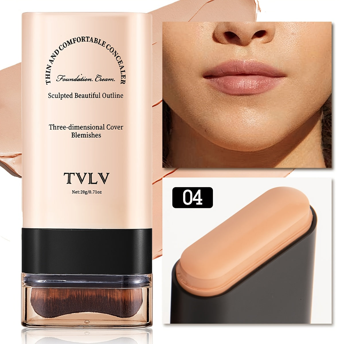 2-in-1 Concealer and Foundation Stick, Covers Dark Circles, Waterproof and Sweat-Resistant, Creates Flawless-Looking Makeup