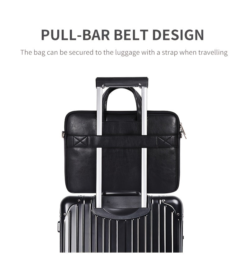 Canvas Artisan Laptop Briefcase with Handle & Adjustable Strap - Heavy-Duty Shockproof Anti-Collision Sleeve, Zipper Closure, Golden-Tone Hardware, Compatible with HP MagicBook/Dell Laptops, Stylish Protective Computer Case f