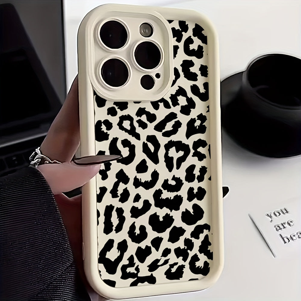 [Black Leopard Print Phone Case] Black Leopard Print Trendy Brand Full Wrap TPU Phone Case Compatible with for iphone 16, 15, 14, 13, 12, 11 Pro Max, X, XR, XS, 8, 7 Plus