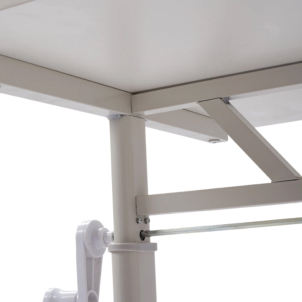 1pc Ergonomic Manual Standing Desk - Height Adjustable Work Table (60-90cm) with Reinforced Frame, Perfect for Home Office, Gaming & Study (White, Easy Assembly)