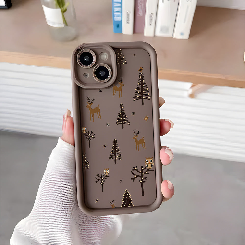Merry Christmas Reindeer Tree Phone Case – Shockproof, Lens-Protected Cover for iPhone 7–17 Series, Light-Up, Trendy Holiday Gift