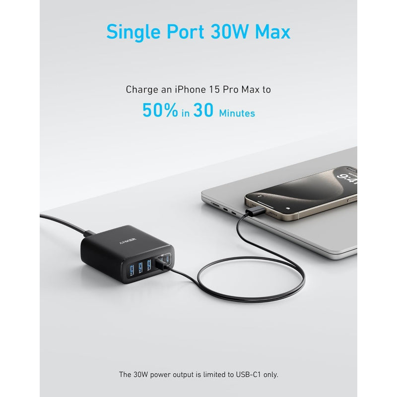Anker USB C Charger, 6 Port Charging Station with 112W Power, for iPhone 17/16/15/14/13/12 Series, MacBook, Galaxy, iPad, and More (Cable Included)
