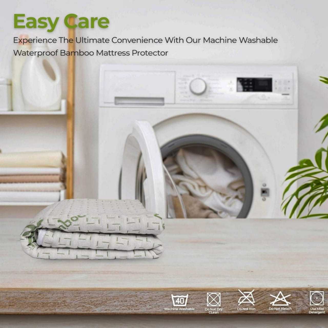 4B Bamboo Mattress Protector – Ultra Soft Breathable Bed Cover for Restful Sleep, Smooth Luxury Comfort with Deep Fitted Corners for a Secure Fit, Long-Lasting Protection Against Dust and Wear, Easy to Wash and Quick to Dry