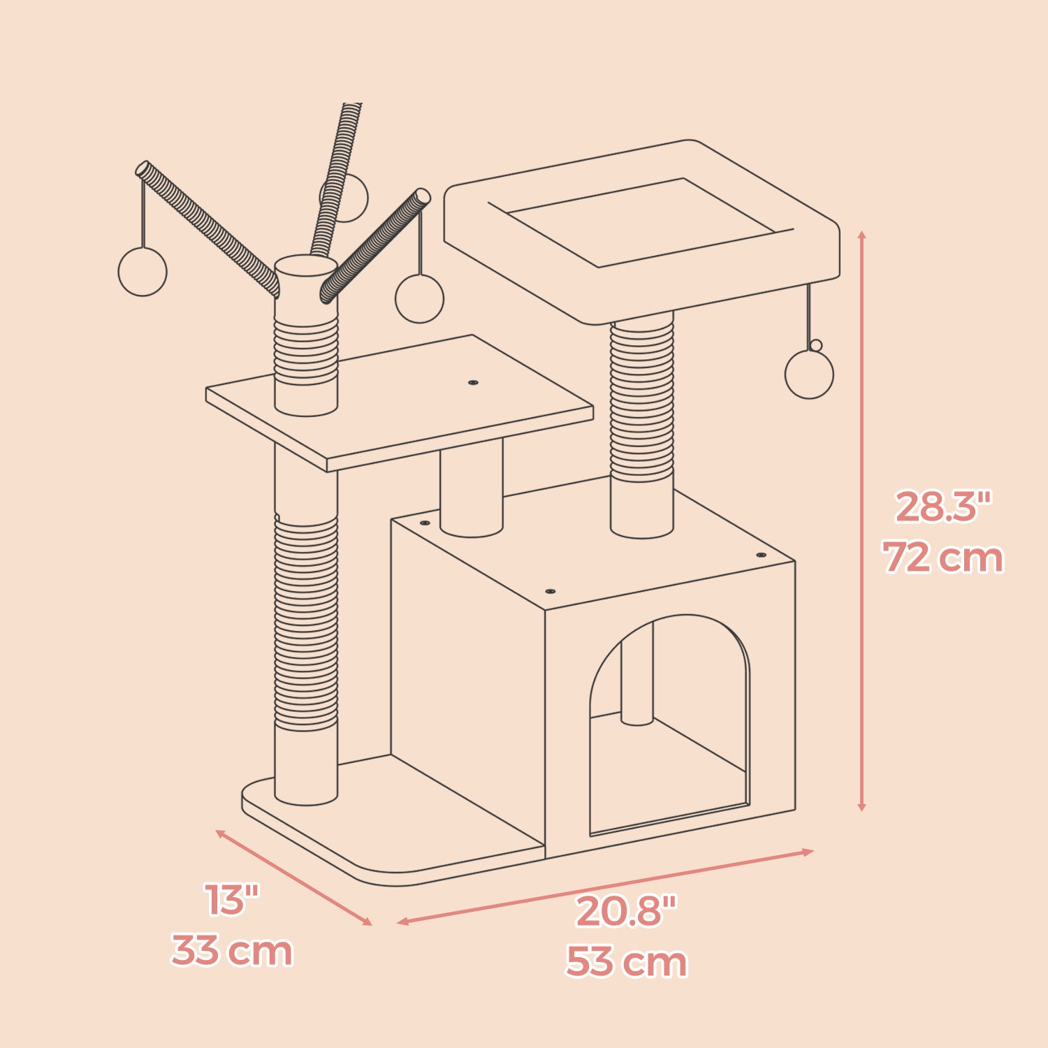 Cat Tree, Small Cat Tree, Scratching Post, with Cave and Platform