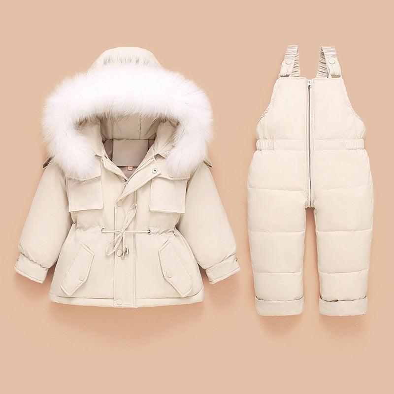 Children Down Coat Jacket + Rompers: Kids Toddler Girl Boy Clothes 2Pcs Down Winter Outfit Suit. Warm Baby Rompers Clothing Sets