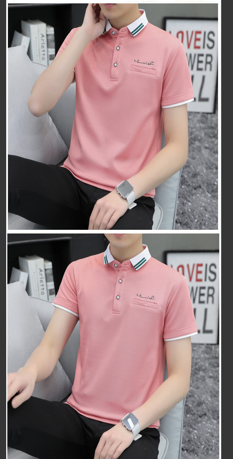 Summer Men's Solid Color Short Sleeve T-shirt Top