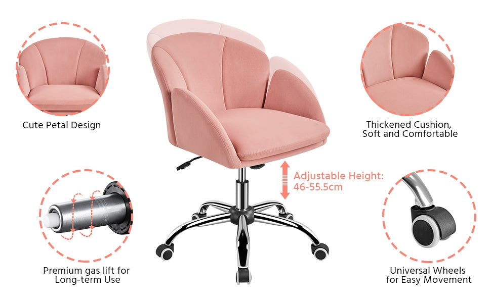 Costoffs Desk Chair Rolling Office Chair Adjustable Makeup Vanity Chair Computer Chair with Armrests for Home Office